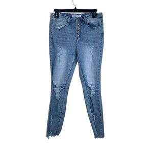 Almost Famous Distressed Blue Denim Skinny Jeans Size 5 GUC #4533